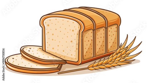 Delicious Sliced Bread Loaf with Wheat Stalk