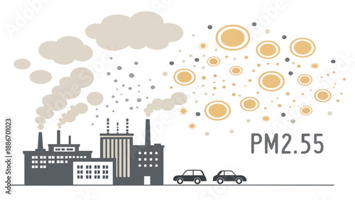 Factories and Cars Emitting Pollution into the Air