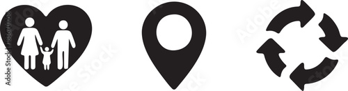 Family Healthcare Location Reciprocity and Medical Support Icons