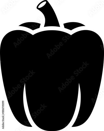 Black silhouette of a bell pepper, a sweet and vibrant vegetable icon for kitchen, food, healthy eating, and cooking concepts. Vector illustration isolated