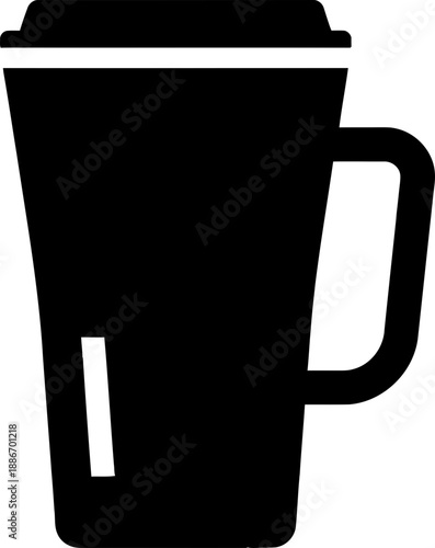 Iced coffee cup icon. Refreshing cold drink or cocktail glass with lid and straw. Beverage symbol in glyph style. Vector illustration for menu, app
