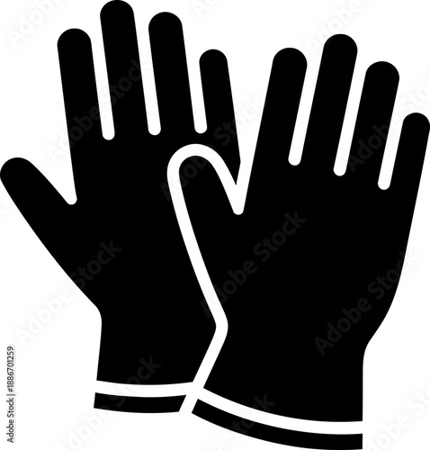 Protective gloves silhouette icon. Safety and hygiene concept. Vector graphic symbol for web, app, logo, ui, ux