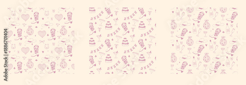 A dreamy seamless pattern featuring pink horses and delicate flowers, blending rodeo fun with soft femininity.