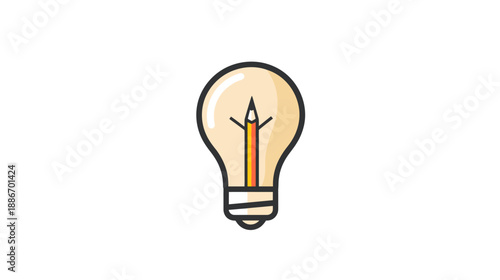 Light bulb with a pencil inside, symbolizing creativity