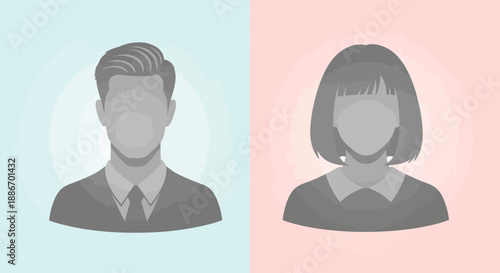Male and Female Avatar Silhouettes, Representing People and Gender Diversity in Business