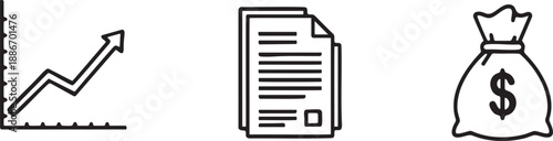 Finance Growth Icons Set for Business and Investment