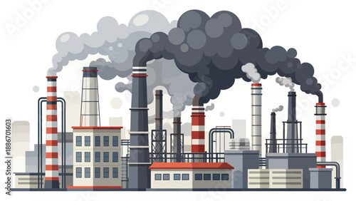 Industrial factory emitting heavy smoke into the atmosphere