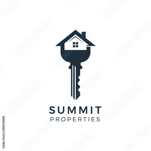 Key with House Icon Symbolizing Real Estate Services