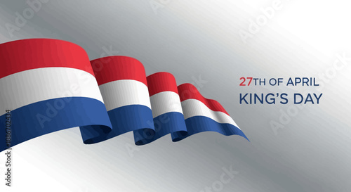 Waving Dutch Flags Celebrating King's Day on April 27th with a Festive Atmosphere