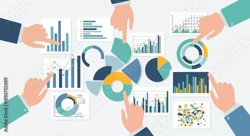 Hands Analyzing Data Charts.
