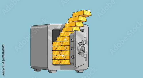 Safe Filled with Gold Bars.