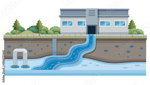 Wastewater Treatment Plant Discharging Water