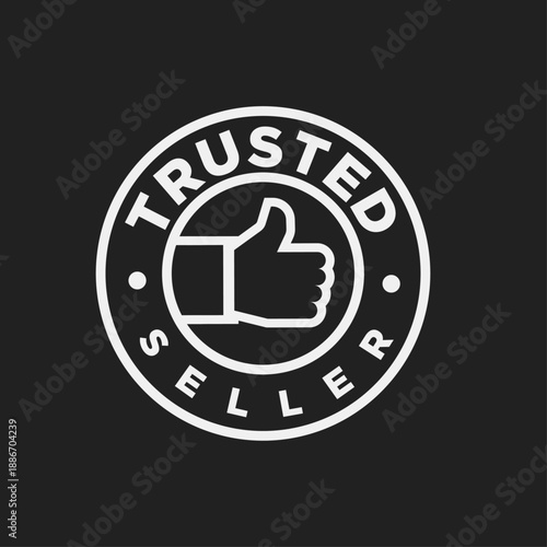 Trusted Seller Badge Logo with Thumbs Up Icon for Quality and Reliability
