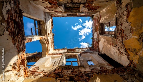 Wallpaper Mural Looking Up Through the Ruins - A Glimpse of Hope. Torontodigital.ca