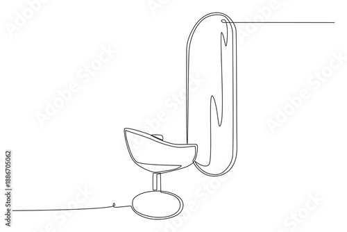 Dressing table. Salon concept one-line drawing