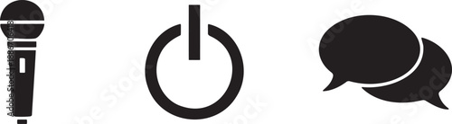 Microphone Power Icons Set for Voice Recording Controls