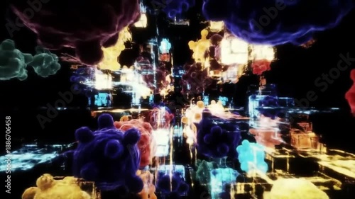 Abstract 3 d rendering of diverse cellular structures digital artwork background
