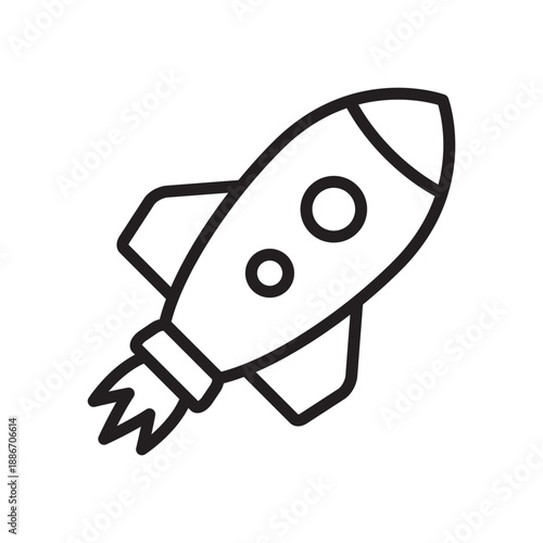 Rocket Line Icon for Startup Growth and Creative Innovation