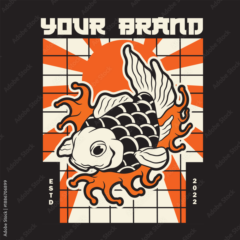 Fototapeta premium Free Vector | Flat design koi fish logo design 