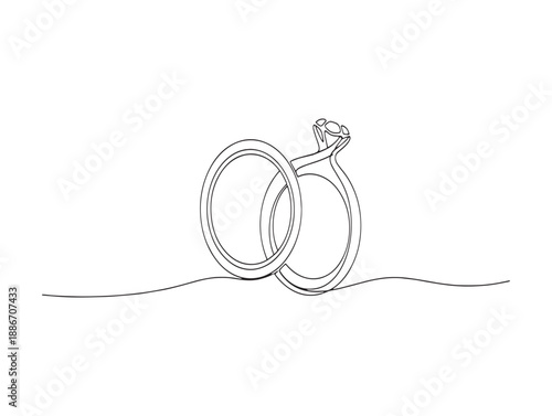 Elegant sketch of a diamond engagement ring with a delicate band on a white background