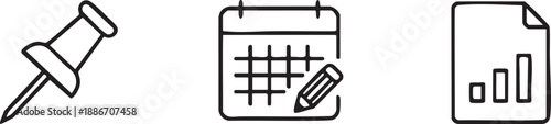 Office Calendar Icons Set for Scheduling and Planning