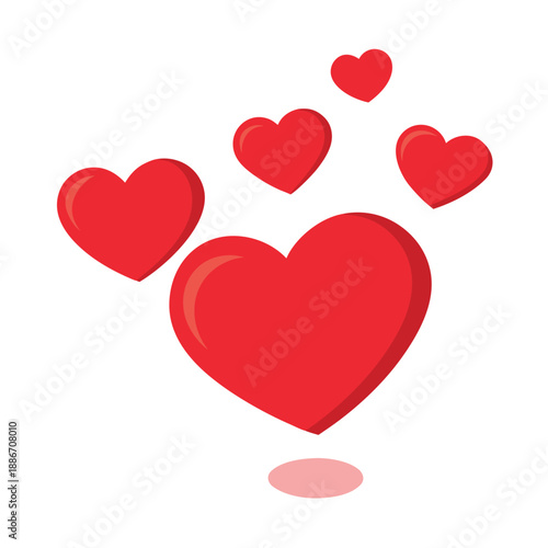 red hearts on white background