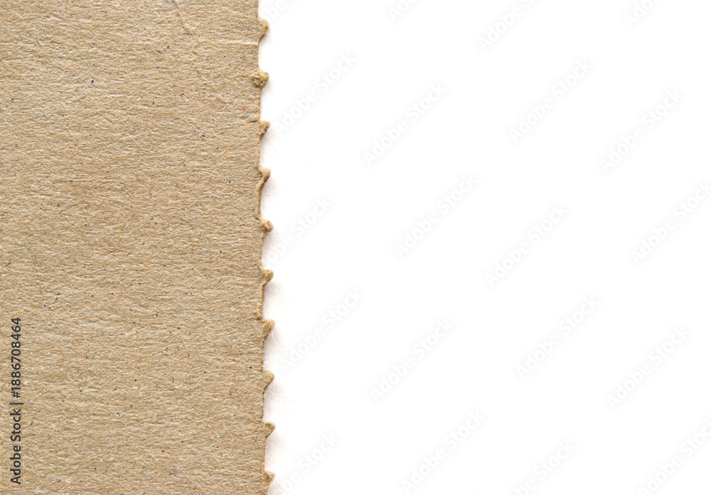 Fototapeta premium A clean banner for your text from a recycled cardboard with a jagged edge on white background 