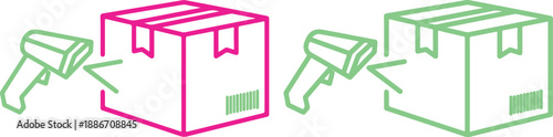 Colorful illustration of barcode scanners reading package labels efficiently always