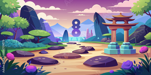 zen garden with stones HD 8K wallpaper Stock Photographic Image
