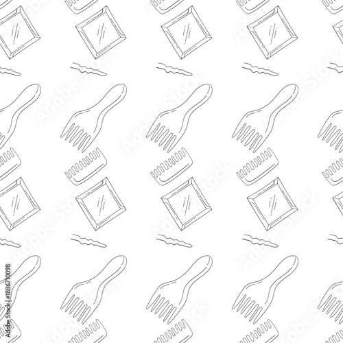 barbershop icon seamless pattern in doodle style