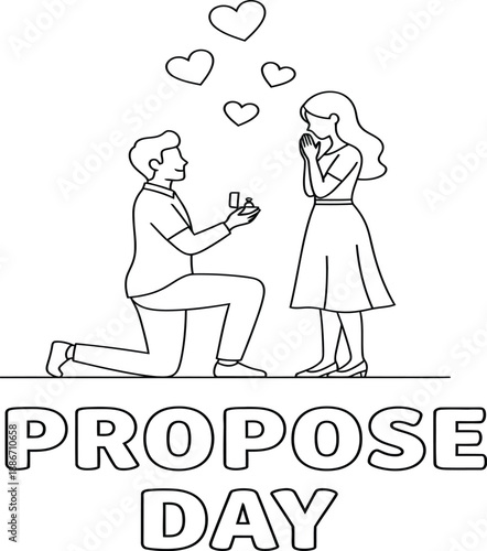 Man proposing on propose day with hearts