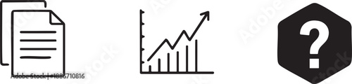 Reports Analytics Icons Set for Business Data Growth