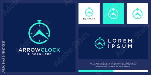 Arrow clock logo design template.