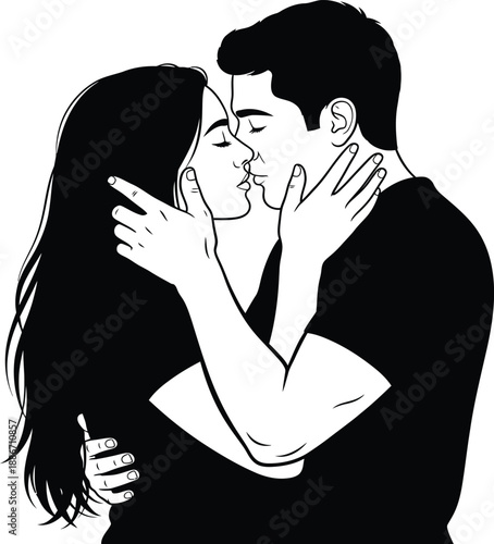 Romantic couple sharing a tender moment