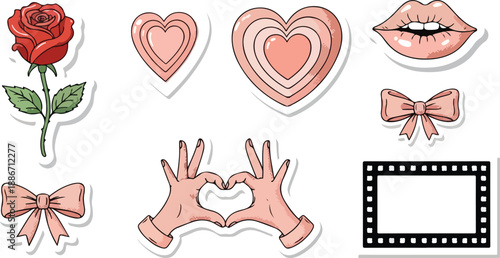 Charming valentine's day collection of romantic stickers and decorative elements