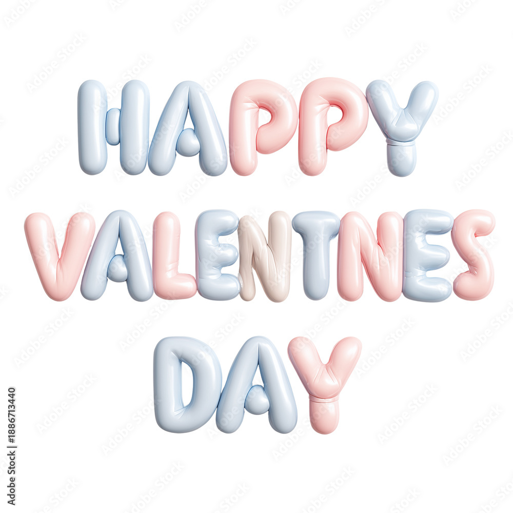 Obraz premium Happy valentine's day text balloons isolated on transparent background