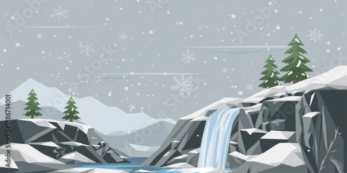 A snow covered automobile parked on a cold winter street creates a scenic transport landscape as the vehicle sits along the frozen road during travel