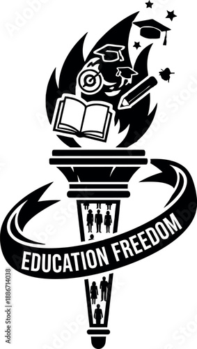 Education freedom torch emblem