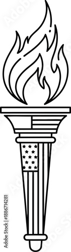 American liberty torch line art