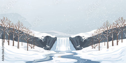 A serene winter landscape features snow covered pine trees under a blue sky in the Italian Alps forest where a cold frost coats the mountain slope of a ski resort