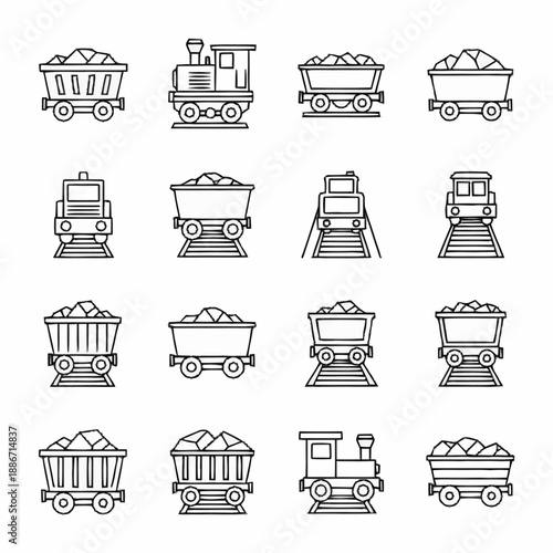 Collection of Mining Carts and Wagons.