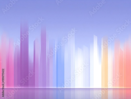 Abstract pastel city skyline reflection with vertical color gradients and soft light representing harmony modernity and minimal urban vision