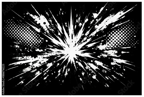  Bold, distressed grunge texture featuring red splatters, stark white cracks, and deep black shadows. Ideal for edgy posters, website backgrounds