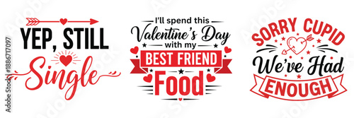 Spend Valentines Day With Best Friend Food and Sorry Cupid Had Enough Funny Quotes