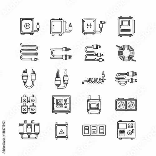 Collection of Various Electronic Cables and Devices.