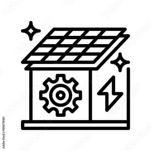Smart Home Energy Line Icon, Outline Symbol for Domestic Efficiency, Automated Power, Intelligent Living, Energy Management, and Sustainable Residence. Vector Sign Icon.