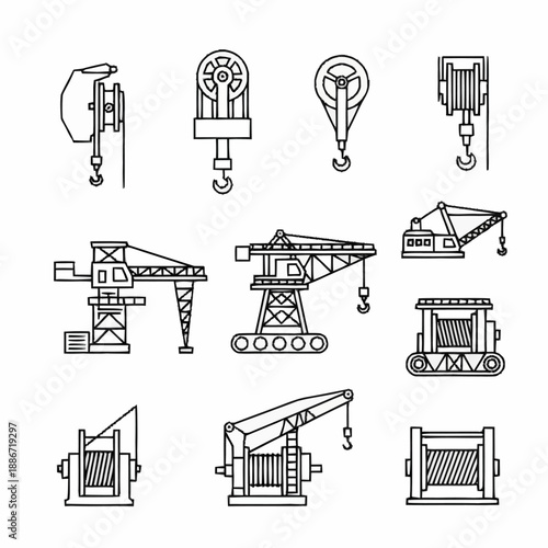 Crane Equipment Illustrations for Industrial Use.