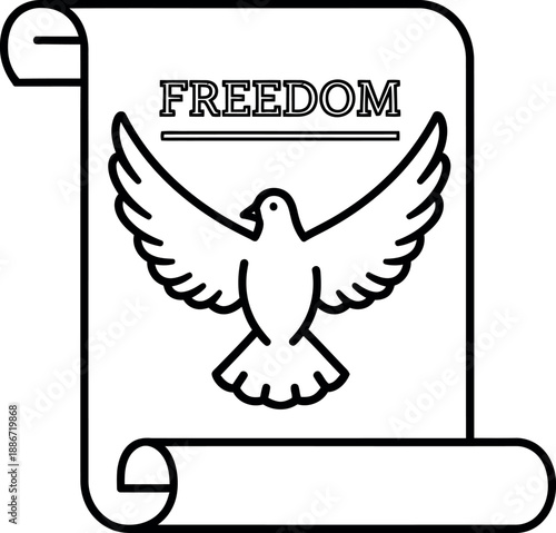 National freedom day scroll with dove icon