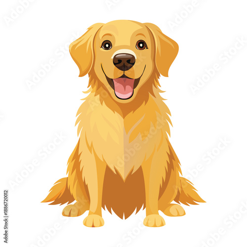 Happy Golden Retriever Dog Vector Illustration