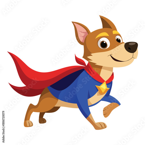 Cute Superhero Dog in Cape and Costume Vector Illustration